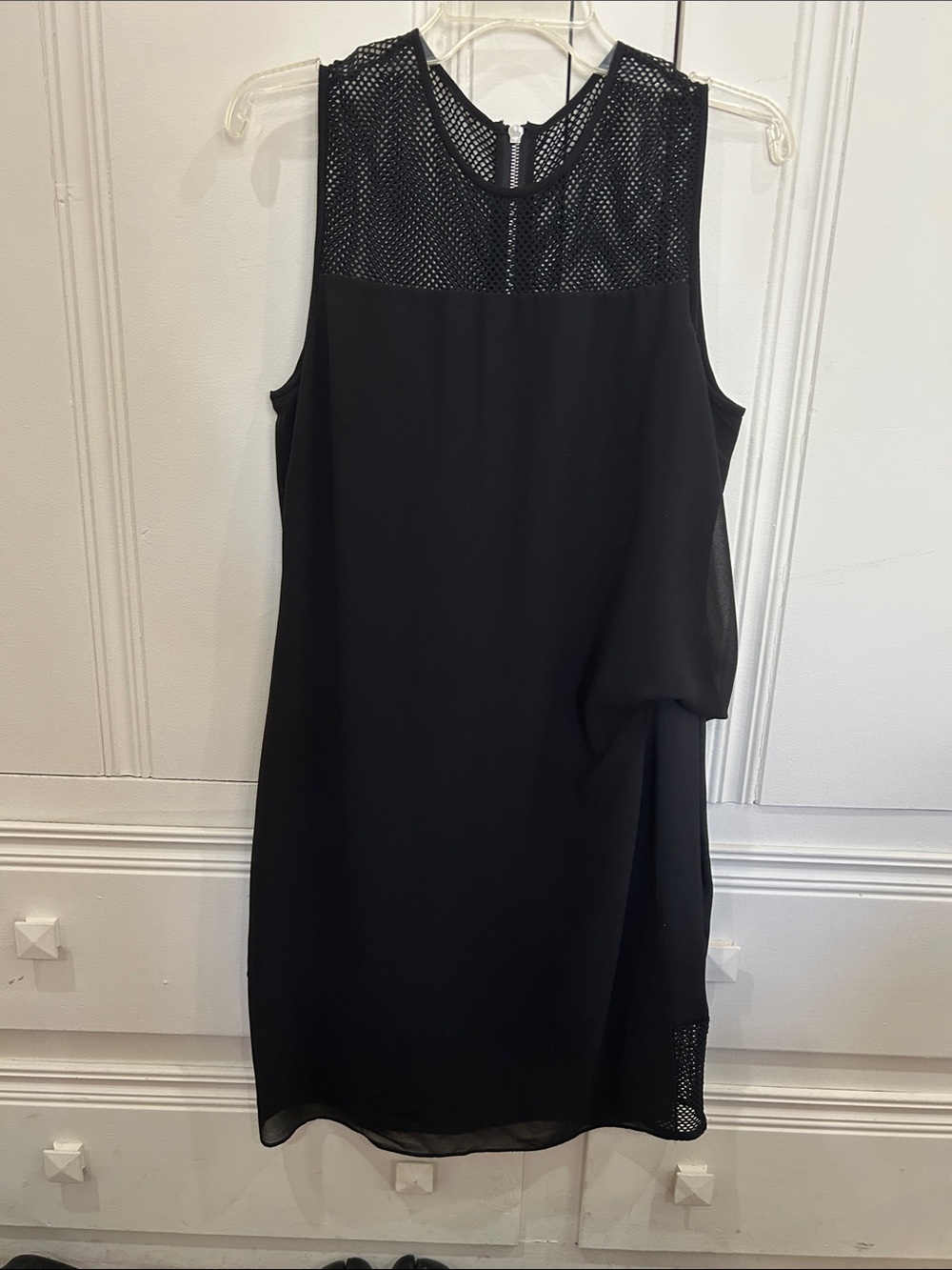 Trouve Black Sleeveless Dress with Mesh Yoke layered